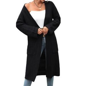 NEW TOPSHOP NORDSTROM Women's Black Long Sleeve Open Front Cardigan Size 4-6